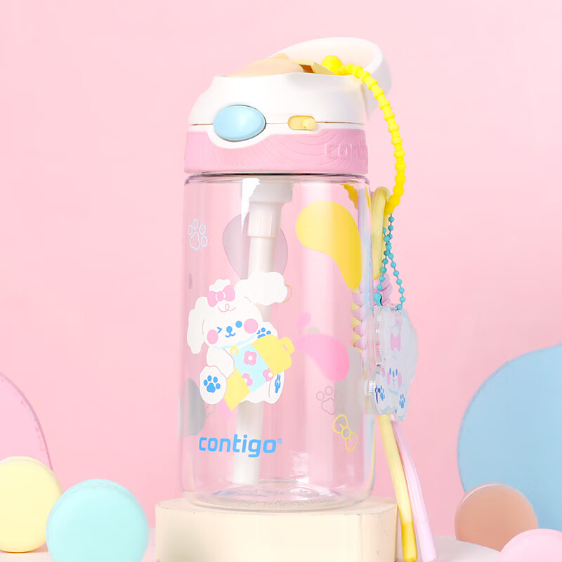 Спортивная бутылка для воды Contigo Kangdike с замком и соломинкой, пластиковая, 450 мл, розовая
