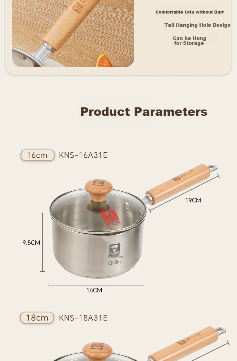KOBACH 316L Stainless Steel Milk Pot without Coating, Baby Food Pot, Small Milk Pot, Thickened, Compatible with Induction Cooker And Gas Stove 11