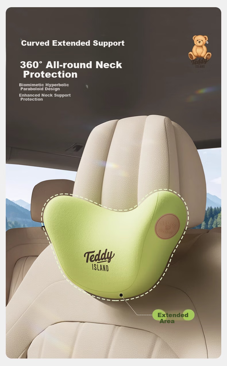 HELLOLEIBOO [Teddy Love Lan Collaboration] Car Lumbar Support Cushion, Seat Backrest Pad, Neck Pillow for In-Car Use 5
