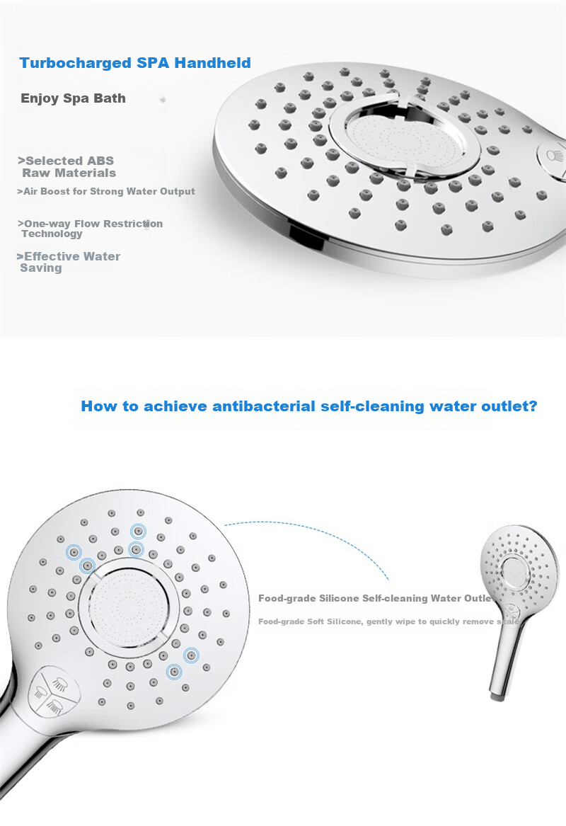 FAENZA Shower Pressure Boosting Handheld Shower Head Three-Piece Set with Rain Shower Head And Button Control F3C9801C 4