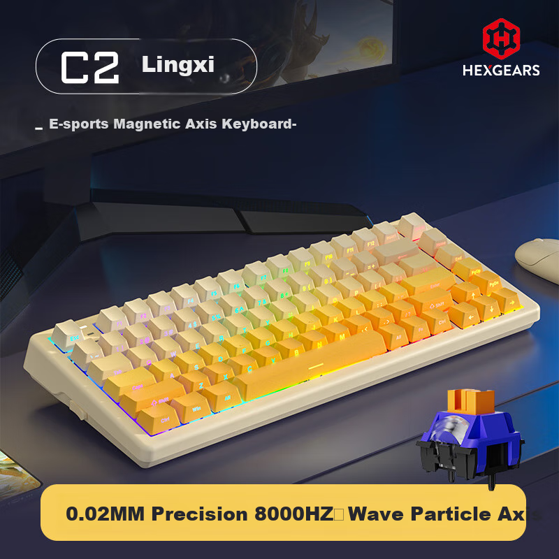 Hyeku C2 83-Key Magnetic Switch Mechanical Keyboard, Customizable Full-Size Hot-Swappable Keyboard, Gaming PBT Keycaps, Gasket Structure, Kaikawa Wave-Particle Switches, Lingxi
