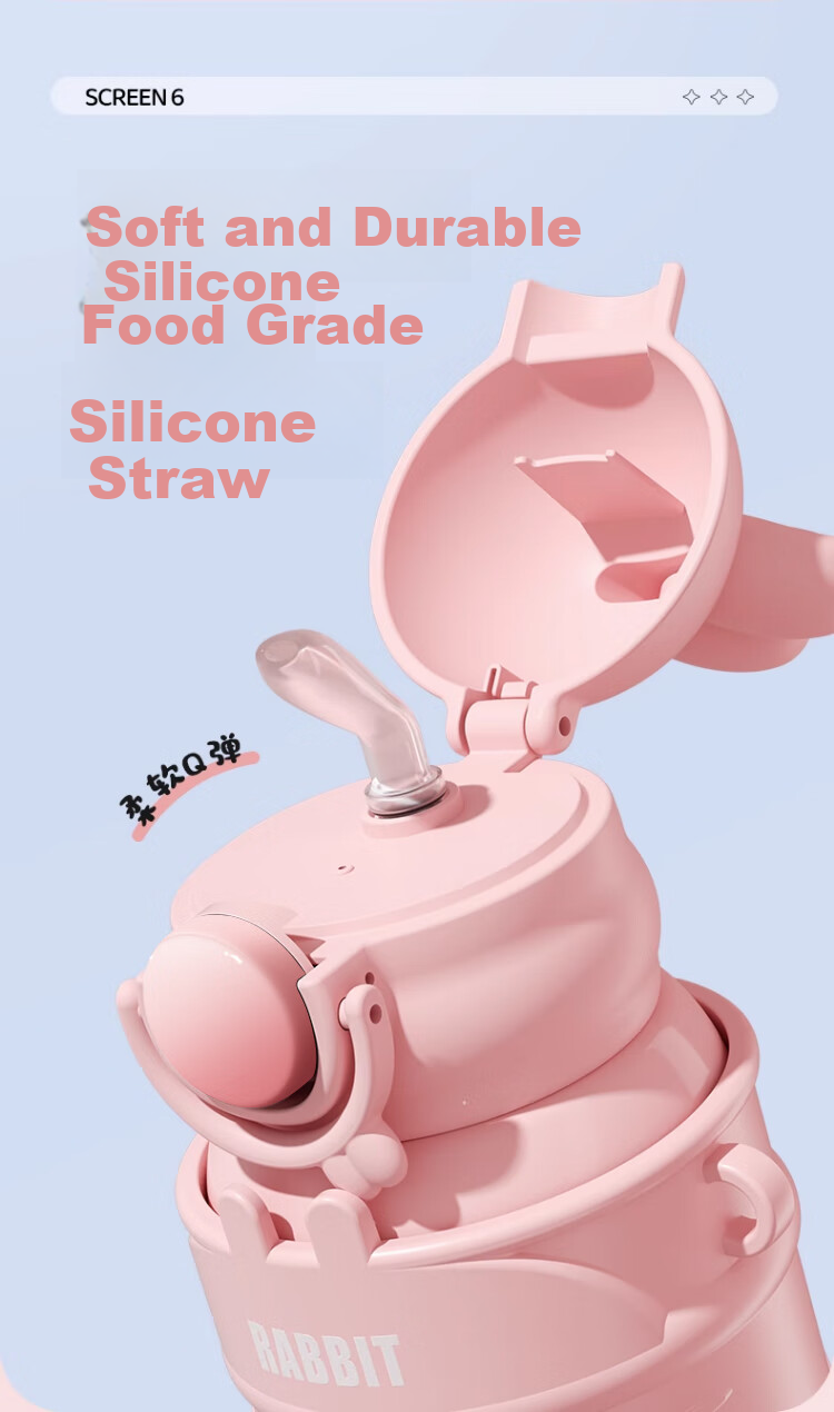 Guangduola Children's Insulated Cup, 316 Food Grade Kuromi Water Bottle, Elementary School Student Water Jug, Kindergarten School Use, Straw Double Drinking 7