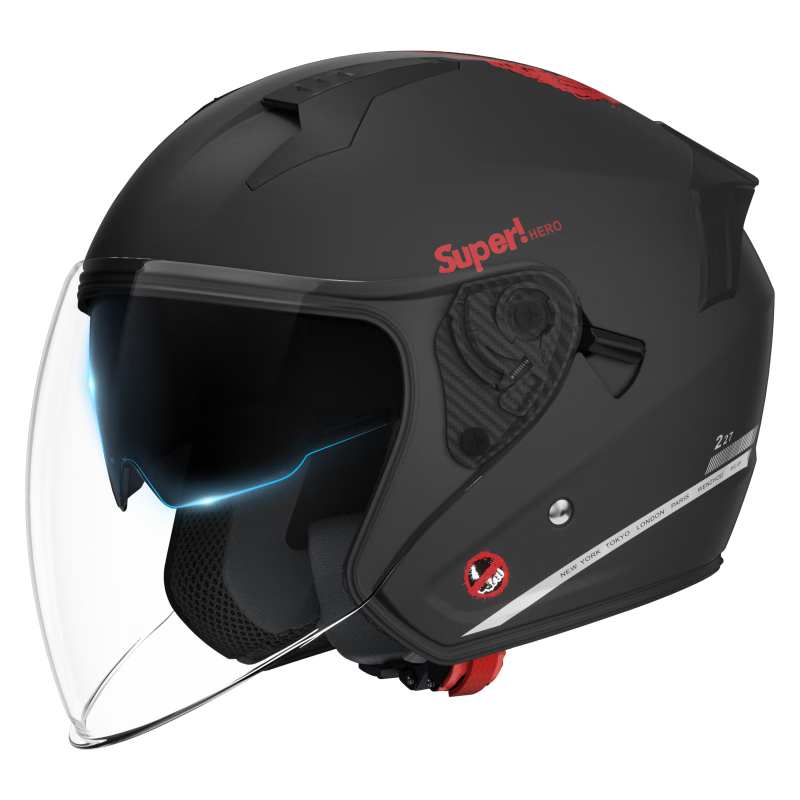FOREVER 3C Certified Electric Motorcycle Helmet, Summer Sun Protection Breathable All-Season Unisex Warm Safety Helmet, High-End Electric Scooter Dual-Lens Half Helmet F277 Matte Black