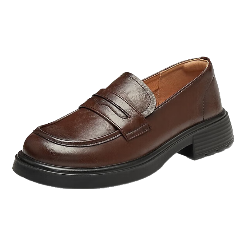 TEENMIX Loafers with Thick Soles, Same Style As in Shopping Malls, Slip-On Women's Shoes, Work Commute Leather Shoes, New Style