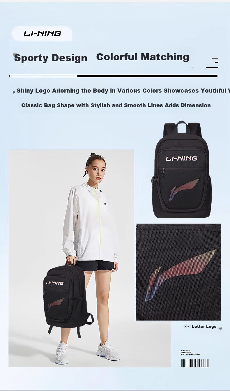 Li-Ning Backpack for Men And Women, Large Capacity School Bag for Middle School, High School And College Students, Outdoor Sports Travel Casual Hiking Backpack 4