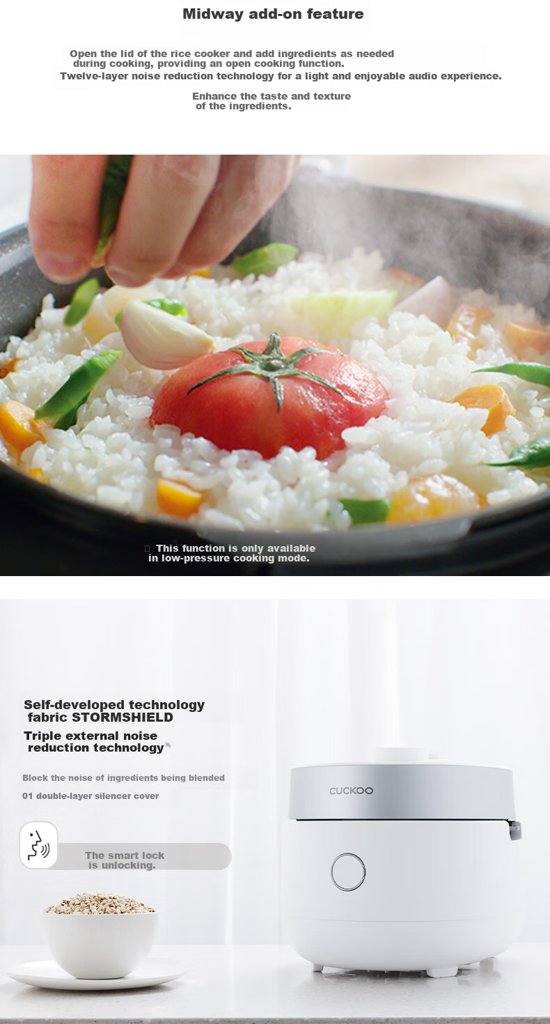CUCKOO Korean Imported Dual-Pressure Mini Multifunctional Baby Food Smart Reservation Rice Cooker for 1-2 People, 1.5L CRP-MHTR0311FW 7