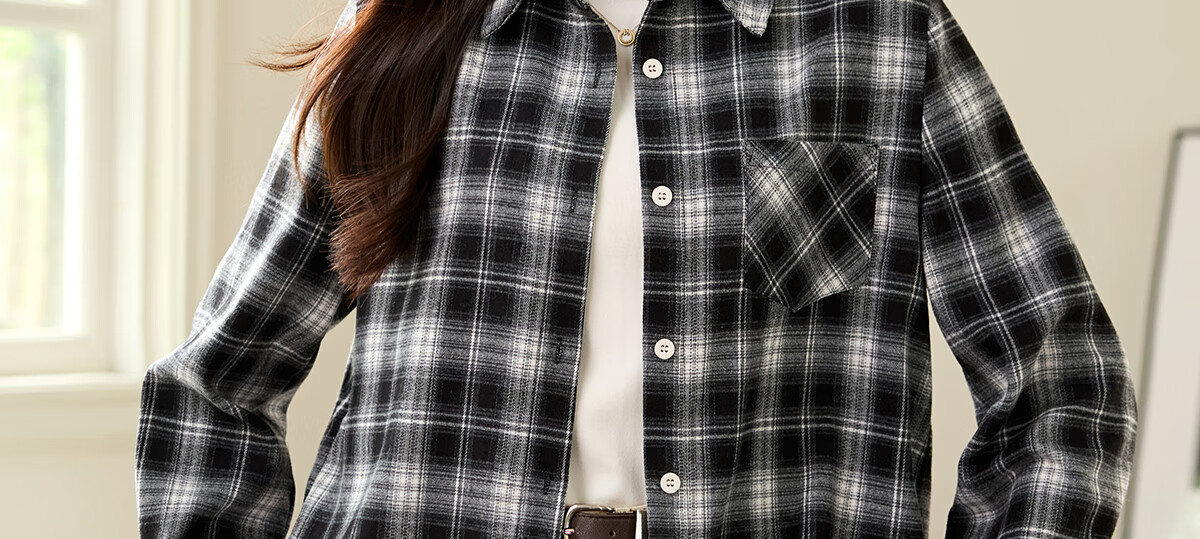 PinCai Women's Plaid Long Sleeve Shirt Spring Autumn Stylish Loose Vintage Versatile Blouse P143C2009 27
