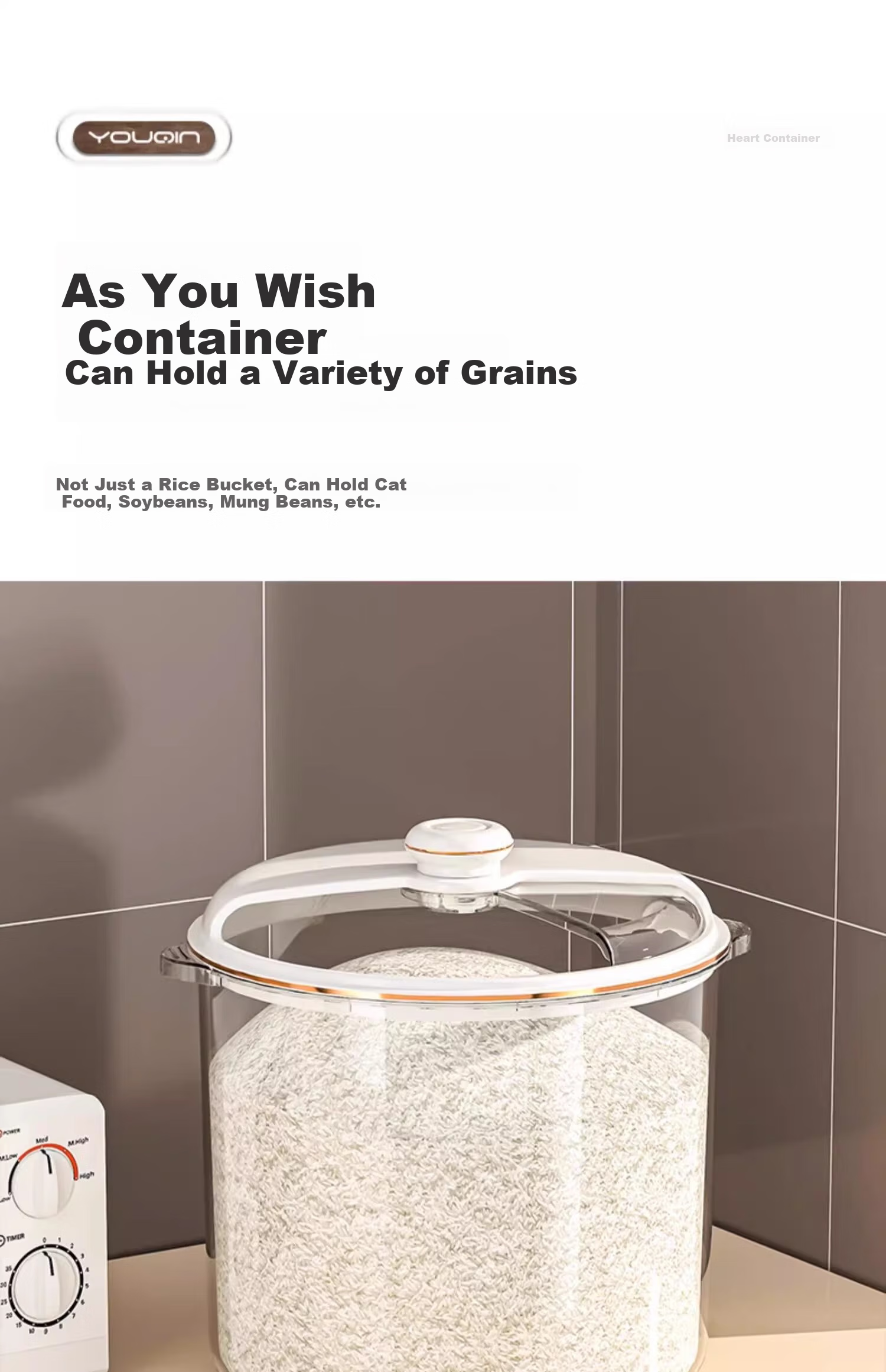 YOUQIN Rice Storage Container, Household Insect-Proof And Moisture-Proof Sealed Rice Bin, Food-Grade Rice Storage Box, Flour Storage Jar 6