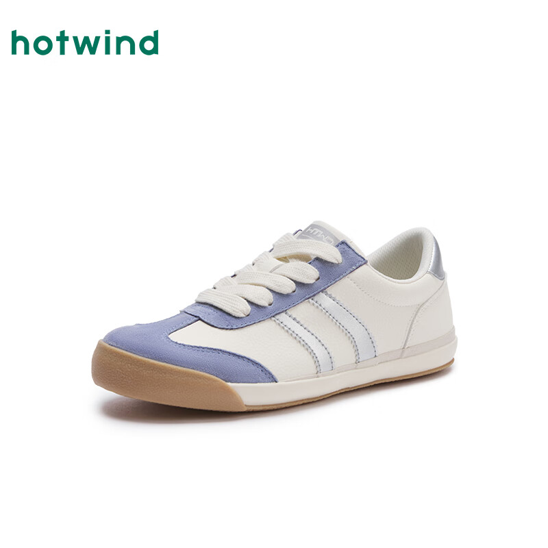 热风2025年春季新款女士舒适拼色德训鞋时尚休闲鞋板鞋