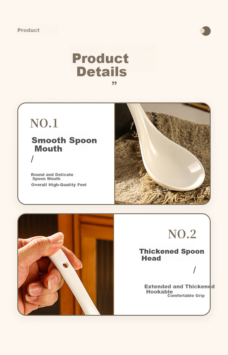 Guangyi Ceramic Large Ladle with Long Handle, Household Ceramic Soup Spoon, Large Serving Spoon for Soup And Porridge, Tablespoon, Soup Spoon GY8840 12