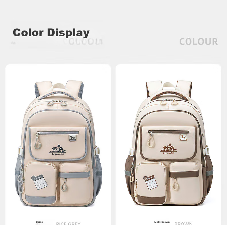 ZUONU Middle School Backpack for Girls And Boys, Lightweight Spine Protection High School Backpack with Large Capacity, Wear-Resistant And Tear-Resistant Travel Backpack Rice Dumpling Color 22