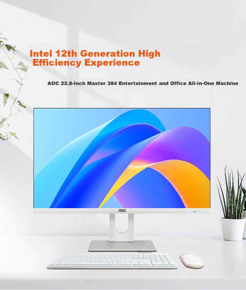 AOC National Subsidy Master 5800 All-in-One Desktop Computer 23.8-inch AI Learning Office Gaming (i9 16GB 1TB SSD Large Capacity) White 1
