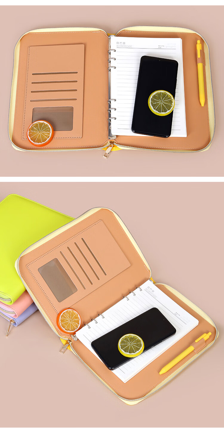 Weimei A5 Business Loose-Leaf Notebook, Multifunctional Zipper Notebook with Detachable Refillable Pages, 25K Simple Meeting Record Book, Work Diary, Customizable 10