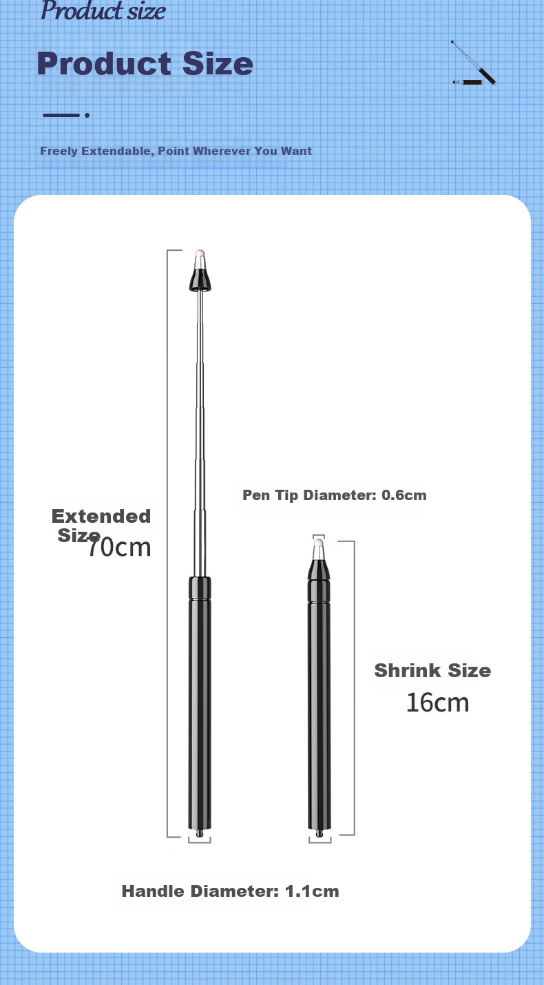 While I15 Retractable Teaching Pointer, Electronic Pen, Whiteboard Touch Pen, Multimedia All-In Device, Reading Pen, Smart Blackboard Writing Stylus, Home Command Baton, Teaching Rod, Learning Machine, Finger-Reading Touchscreen Pe 8