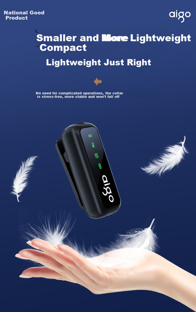 Aigo S21 Wireless Lavalier Microphone for Mobile Live Streaming, Professional Recording, Outdoor Short Video, Karaoke, Sound Pickup Device with Noise Reduction, Portable Wireless Microphone T1 10