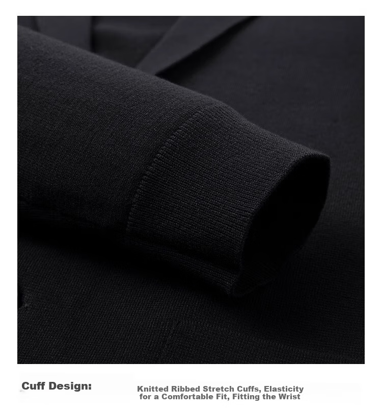 MONTAGUT Spring And Autumn Men's Knitted Suit Jacket, Business Casual Comfortable Slim Fit Blazer, Black, Size 50 15