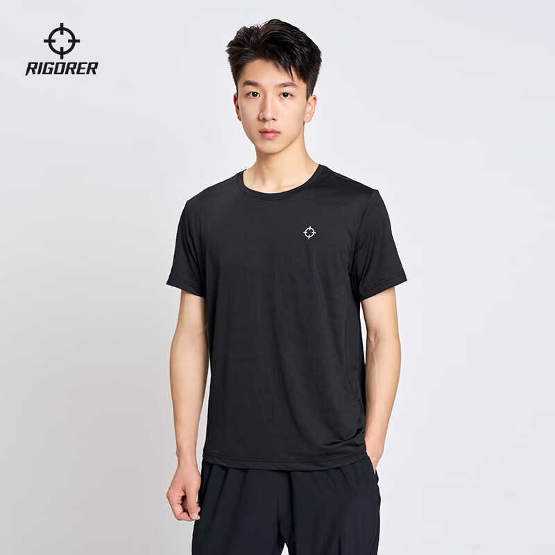RIGORER Men's Athletic Short-Sleeve T-Shirt, Summer Outdoor Breathable Quick-Dry Running Tee, Men's Fitness Training Top