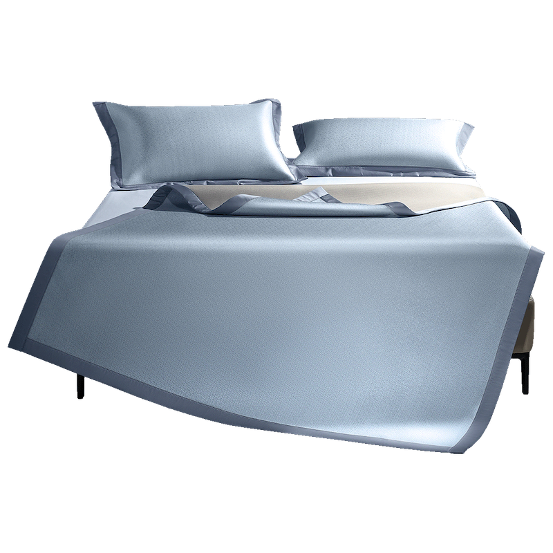 Luolai Home Textiles Baby A-Class Ice Silk Mat [Machine Washable] Antibacterial and Mite-Resistant Cooling Mat Two-Piece Set Blue 120*200cm