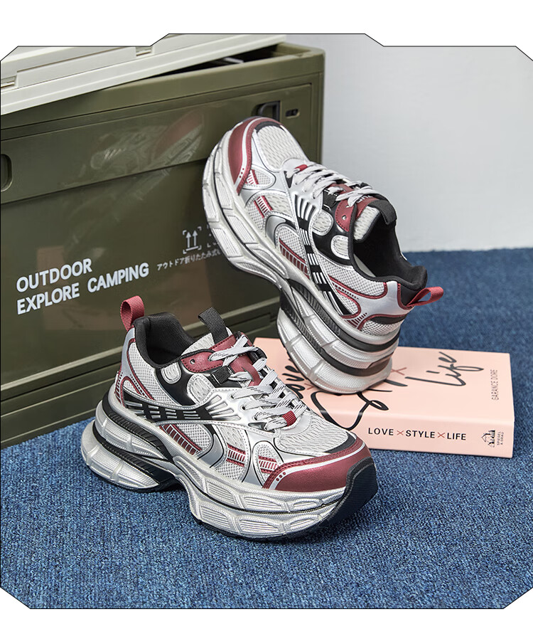 ZHR Dad Shoes for Women, Summer Mesh Breathable Thick-Soled Height-Increasing Casual Couple Shoes, JT67E, Silver, Size 38 15