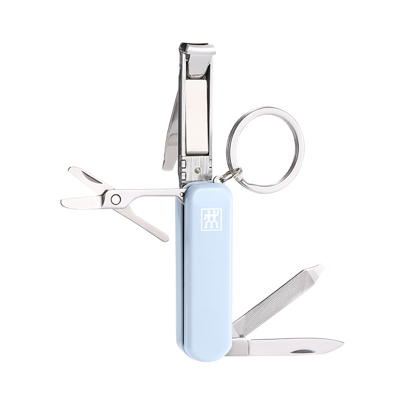 ZWILLING Multifunctional Military Knife Nail Clipper Nail Cutter Nail Scissors German Brand with Keychain Portable Tool Blue