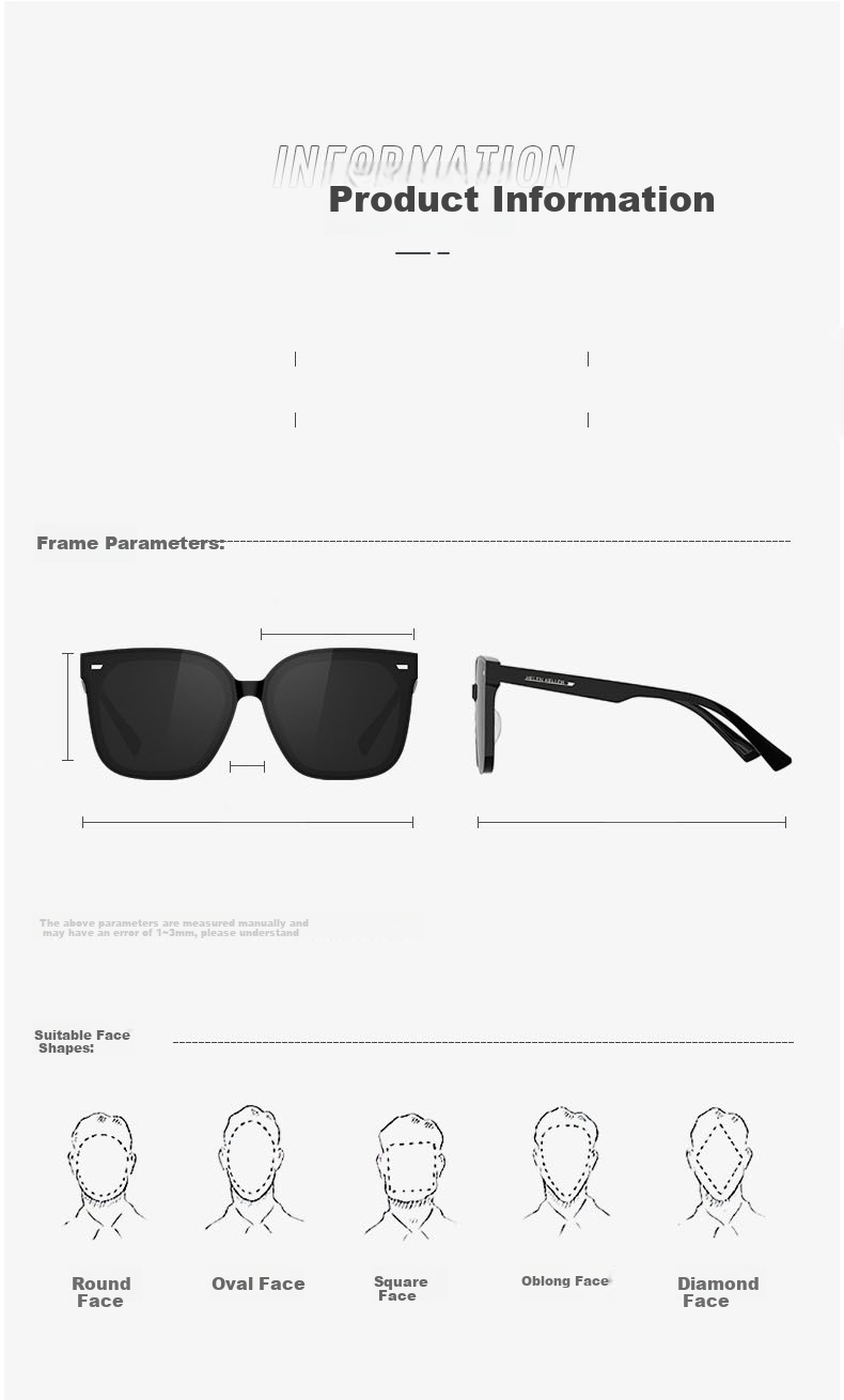 HELEN KELLER Polarized Sunglasses, Fashionable Square Frame Sunglasses for Men And Women, Driving UV Protection Glasses, H2207H02 11