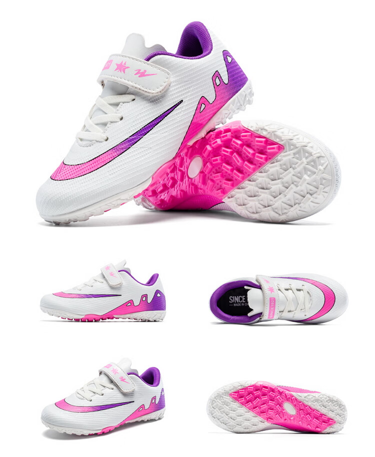 Shuangxing Children's Soccer Shoes for Boys And Girls, Big Kids' Molded Studs TF Artificial Grass Training Shoes, Student And Youth Slip-On Sneakers 23