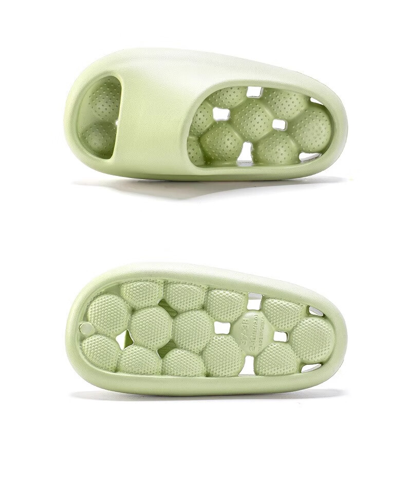 GUOLUOFEI Bathroom Leak-Proof Slippers, Summer Indoor Shower Non-Slip Squishy Hollow Massage Slippers, Green, Size 35-36 15