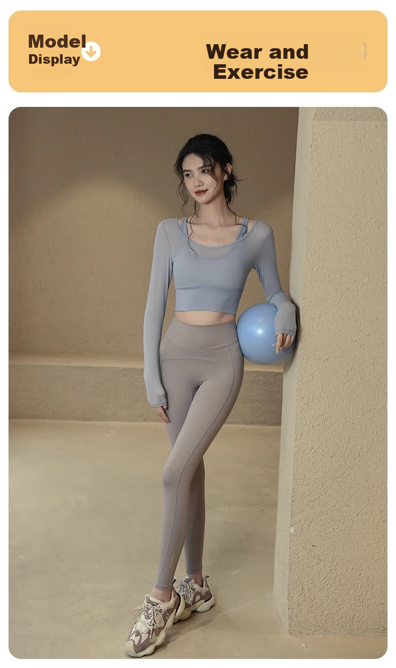 ACKDCS Stylish Yoga Top for Women, Spring New Style with Chest Pads, Sports Tennis Shock-Absorbing Long Sleeve Pilates Fitness Wear 11