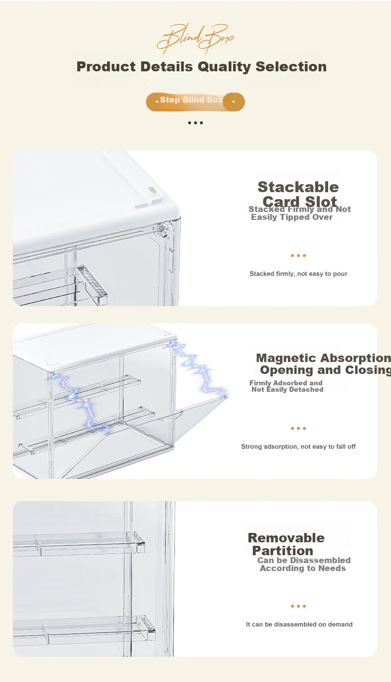 Anerya Action Figure Storage Box, Pop Mart Blind Box Display Case, Toy Display Stand, Transparent Three-Step 1-Piece Set 11