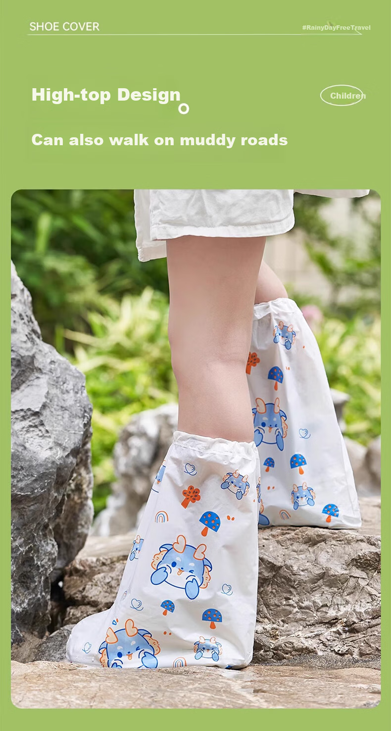KUMBAZZ Children's Shoe Covers, Thickened And Extended Rain Shoe Covers, Waterproof Foot Covers, Non-Slip Disposable Rain Boots for Children, 5 Pairs 5