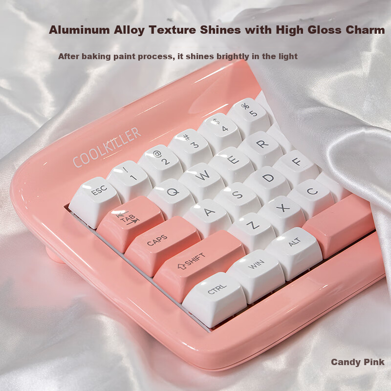 CoolKiller VIVID67 Custom Mechanical Keyboard, Aluminum Block, Wireless Bluetooth Tri-Mode Gaming Keyboard, Gift for Girlfriend, Candy Pink