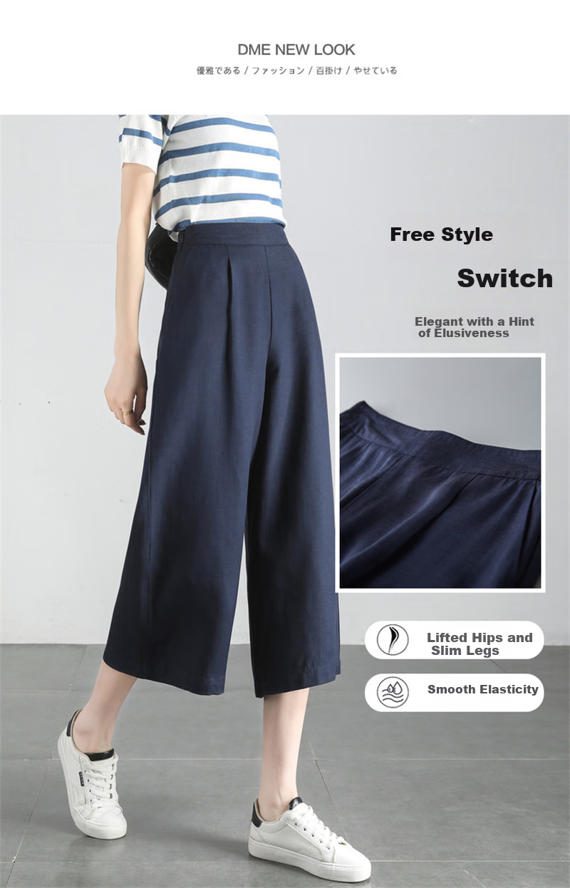 Dme [Sea Salt Mint] Summer Loose-Fitting Commuter Slimming Wide-Leg Cropped Casual Pants 6