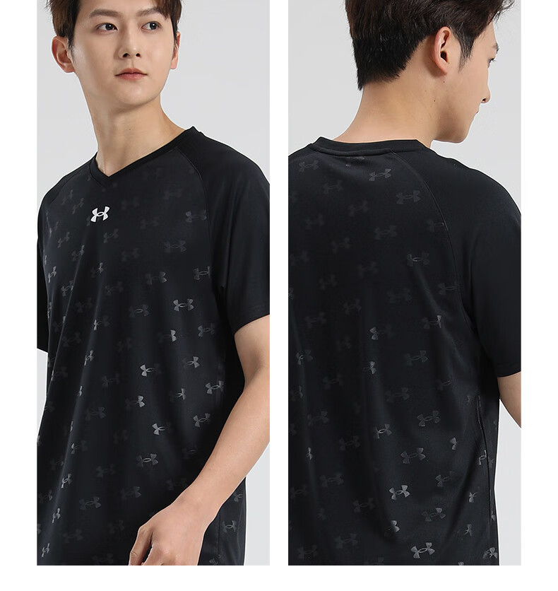 Under Armour Quick-Dry Short-Sleeve T-Shirt for Men, Summer Full-Print New Loose-Fit Sports Training Basketball Running Fitness Wear 12