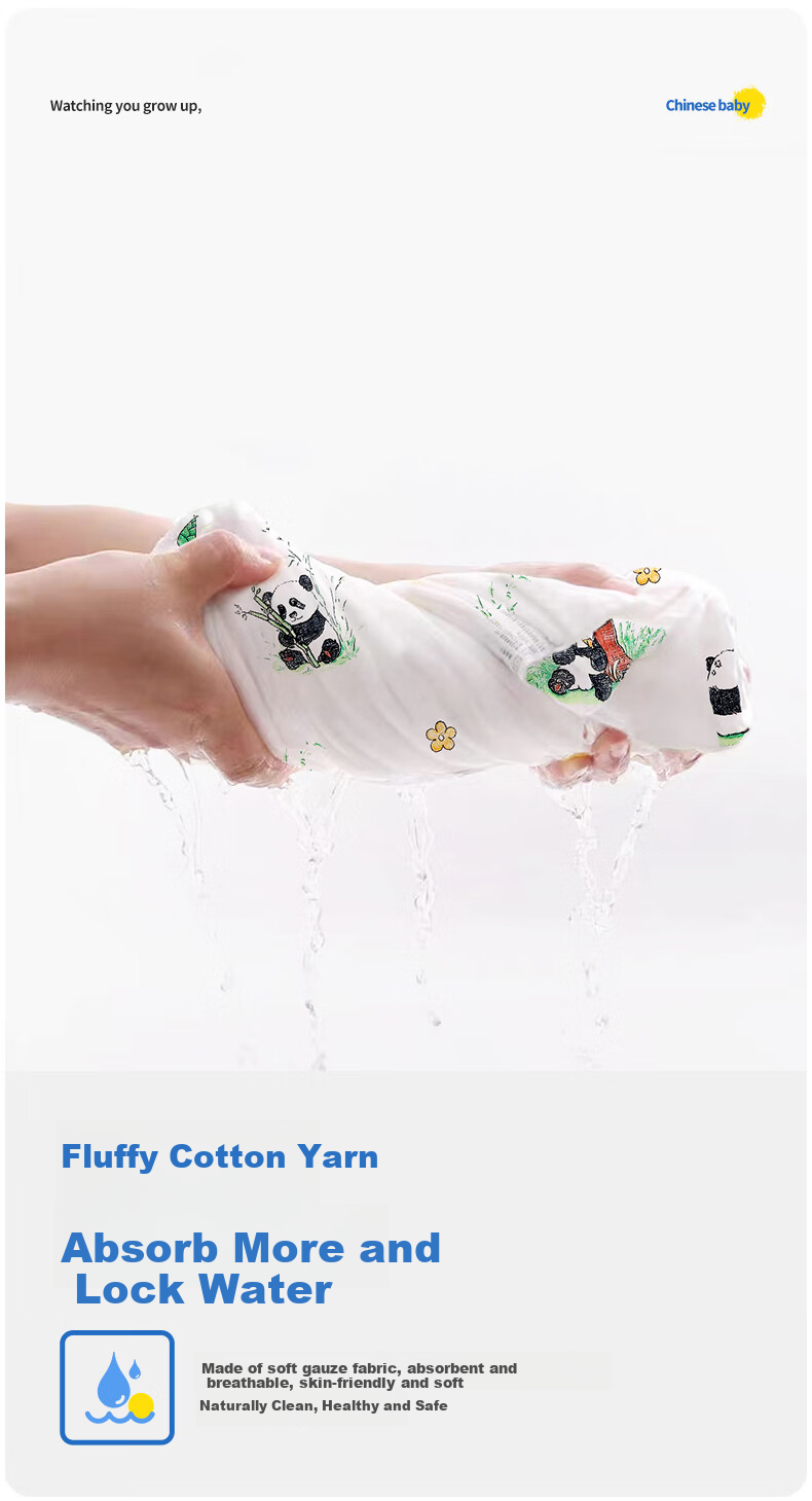 Nanjiren Baby Bath Towel, Pure Cotton, Dense Gauze Bath Towel, Wrap Towel, Newborn Children's Large Towel, 110*110CM 6
