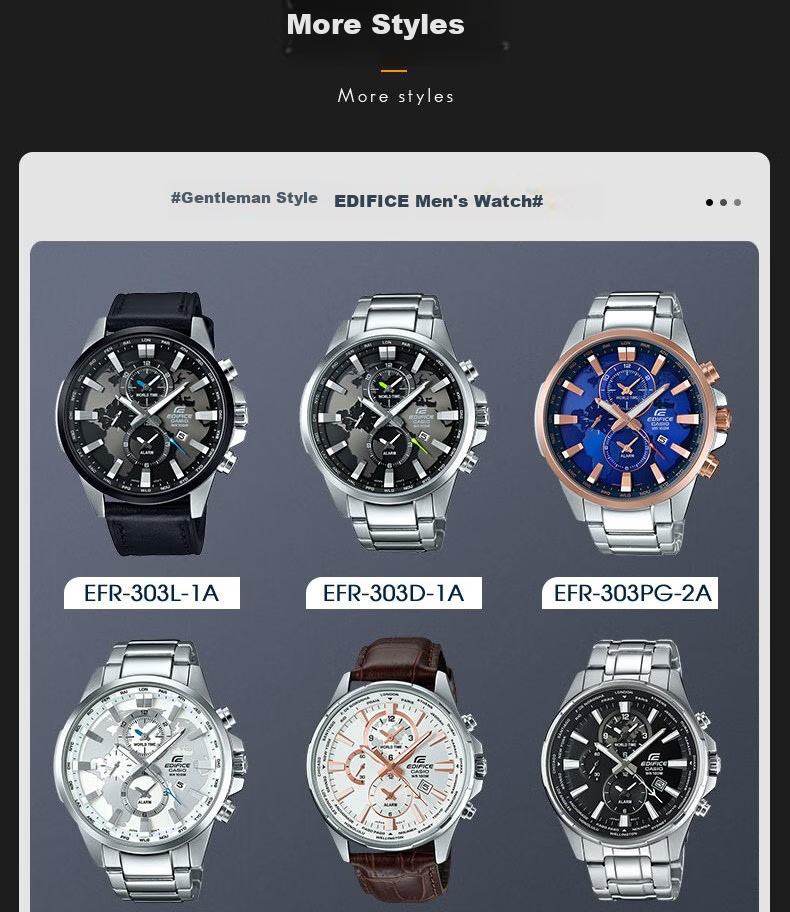 CASIO Men's Watch, EDIFICE Earth Heart Quartz Exam Japanese And Korean Style Gift Box Edition for Boyfriend, EFR-303L 7