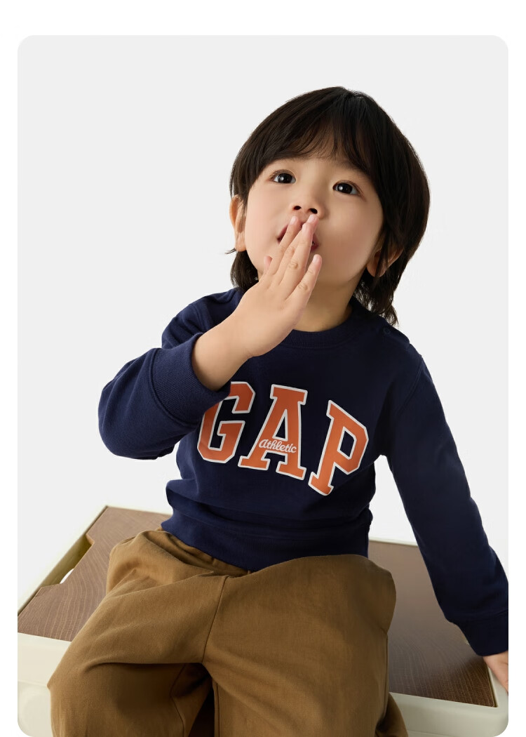 GAP [Same Style for Older And Younger Kids] Boys And Girls Spring Logo Contrast Color Long-Sleeve Sweatshirt 687330 10