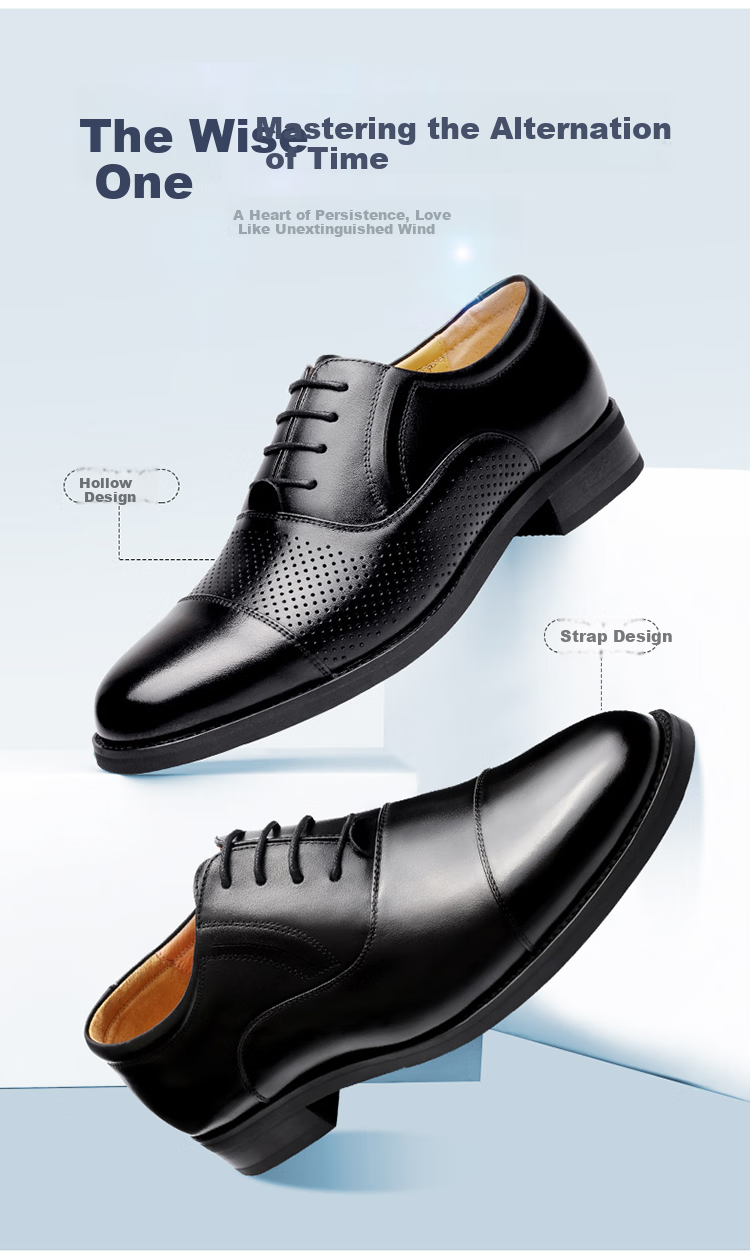 Qiangren Leather Formal Shoes, Jihua 3515 Quality Three-Joint Business Men's Shoes, JD305 Lace-Up Style, Size 40 3