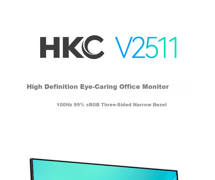 HKC 24.5-Inch 100Hz High-Definition Screen, 99% SRGB Wide Color Gamut, Eye-Friendly Low Blue Light, Flicker-Free, Wall-Mountable, HDMI Computer Office Gaming Monitor V2511 2