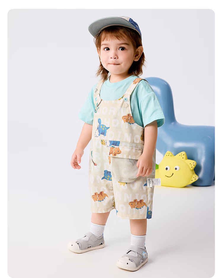 BALABALA Baby Short-Sleeve Set, Boys And Girls Summer Outfit, Stylish Suspender Pants Two-Piece Set, 2025 Fashionable Trendy 209225119203 10