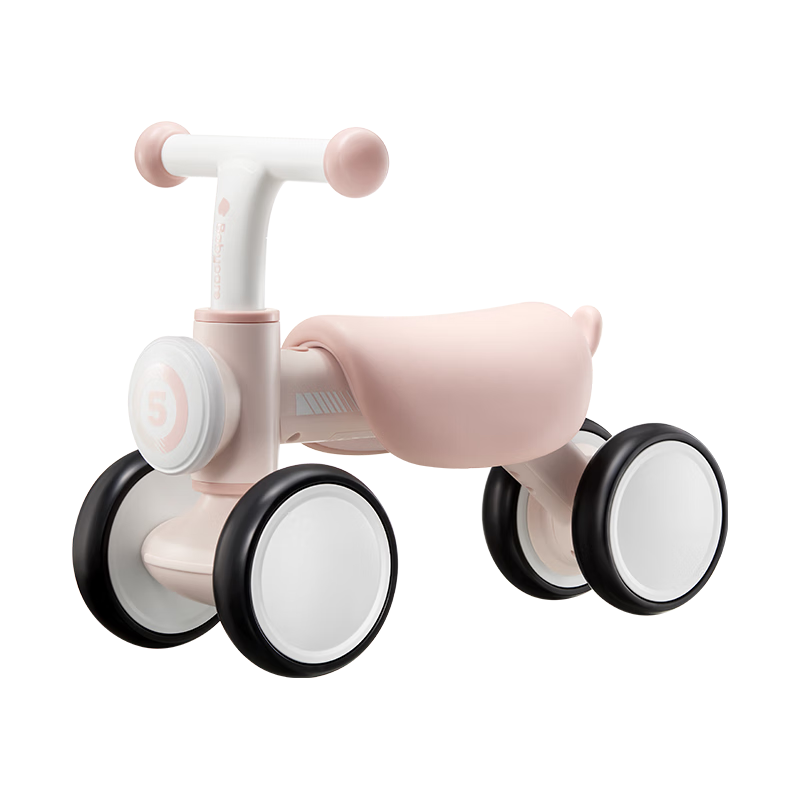 Babycare Children's Balance Bike, Four-Wheel Gliding Scooter, Baby Walker without Pedals, for Ages 1-3, First Birthday Gift, Empty Mirror Pink