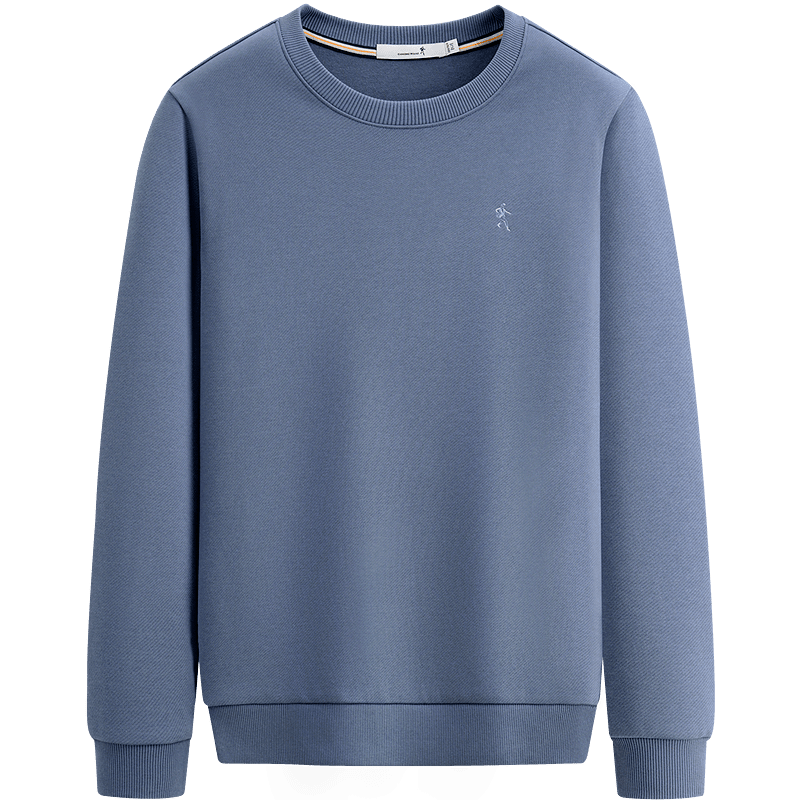 DANCING WOLVES [Xinjiang Long-Staple Cotton] Versatile Round Neck Top, Skin-Friendly Breathable Men's Sweatshirt, 129 Smog Blue, L(175)
