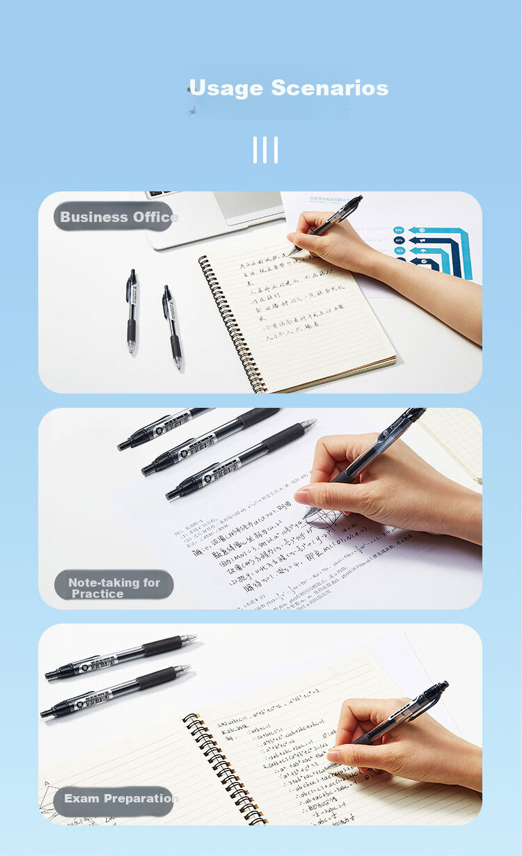 COMIX 0.5mm Bullet Tip Extra Black Retractable Gel Pen/sketch Pen/signature Pen, 12 Pens/box, K37, Black 10