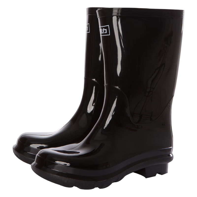 Huili Men's Stylish Rain Boots, Outdoor Waterproof Non-Slip Wear-Resistant HL8185 Mid-Calf Black Size 42