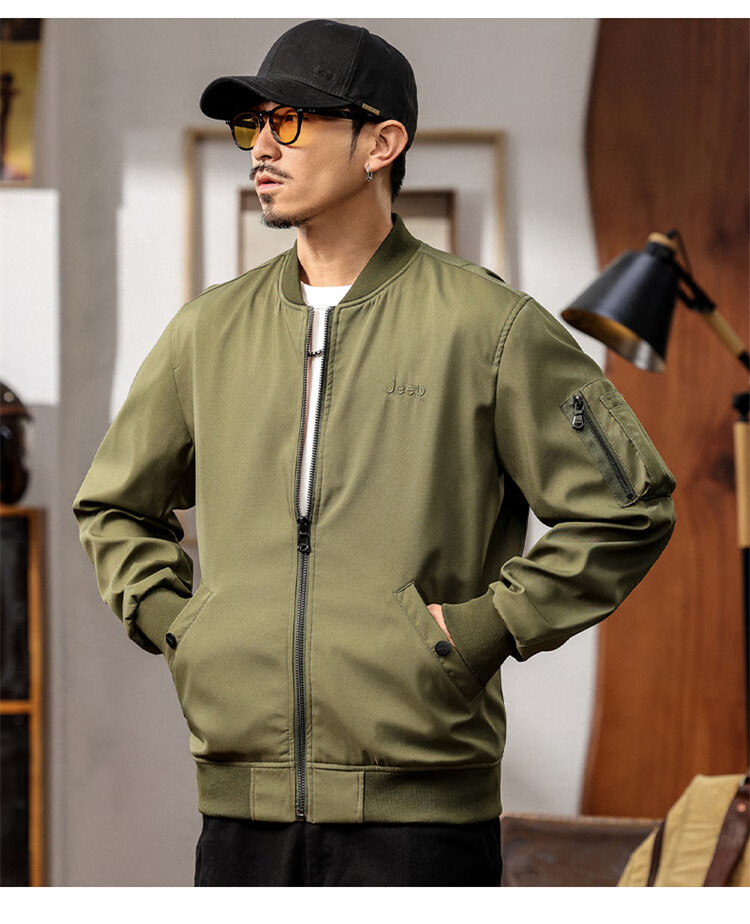 JEEP Men's Executive Jacket, Spring And Autumn Loose-Fitting Workwear Casual Clothing for Men, Army Green, L 8