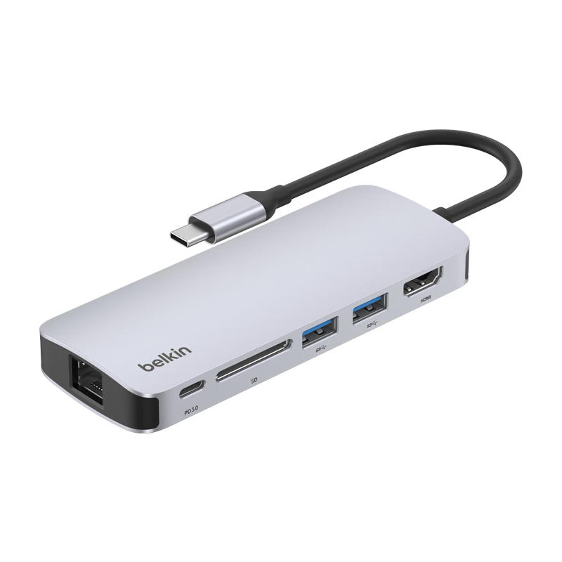 BELKIN Six-In Expansion Dock, Type-C Hub, PD Power Supply, IPad Adapter, Macbook Laptop, USB/HDMI/ethernet Port, AVC008-V2