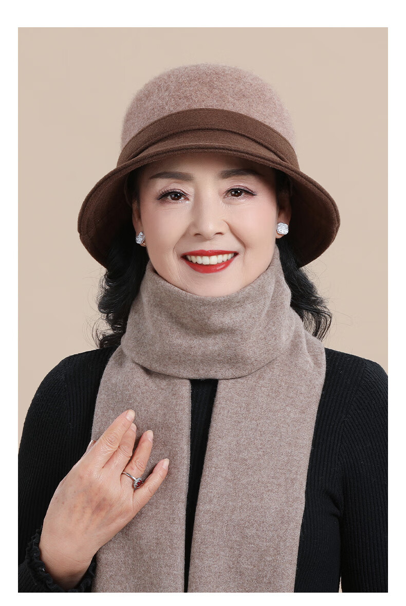Hengyuanxiang Women's Autumn Winter Warm Elegant Hat for Middle-aged and Elderly, Birthday and New Year Gift for Mom and Elders 2