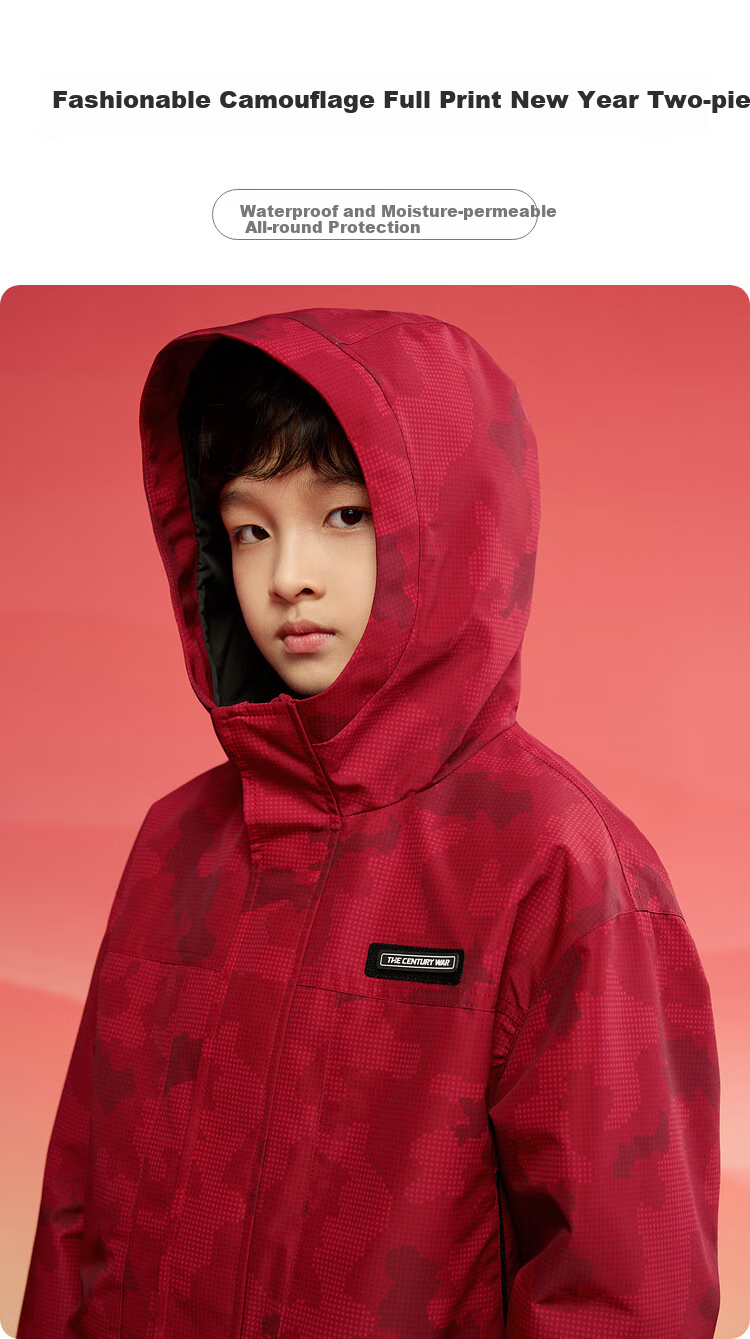 BALABALA Kids Fleece Two-Piece Set Boys' Jacket 2025 Spring Autumn Cotton Waterproof New Year Outfit 1