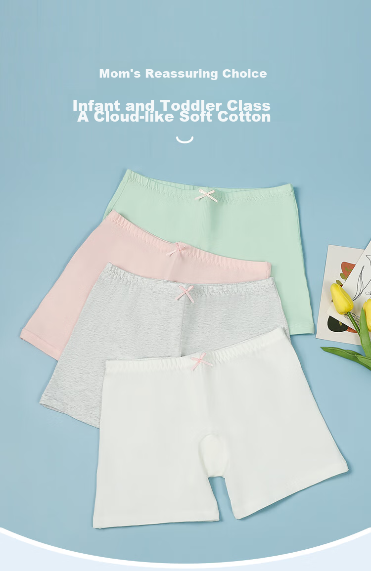 Hodohome Children's Underwear, Girls' Class A Cotton-Spandex Safety Shorts, Lightweight Breathable Anti-Exposure Base Layer Pants, 302 Set One 160 4