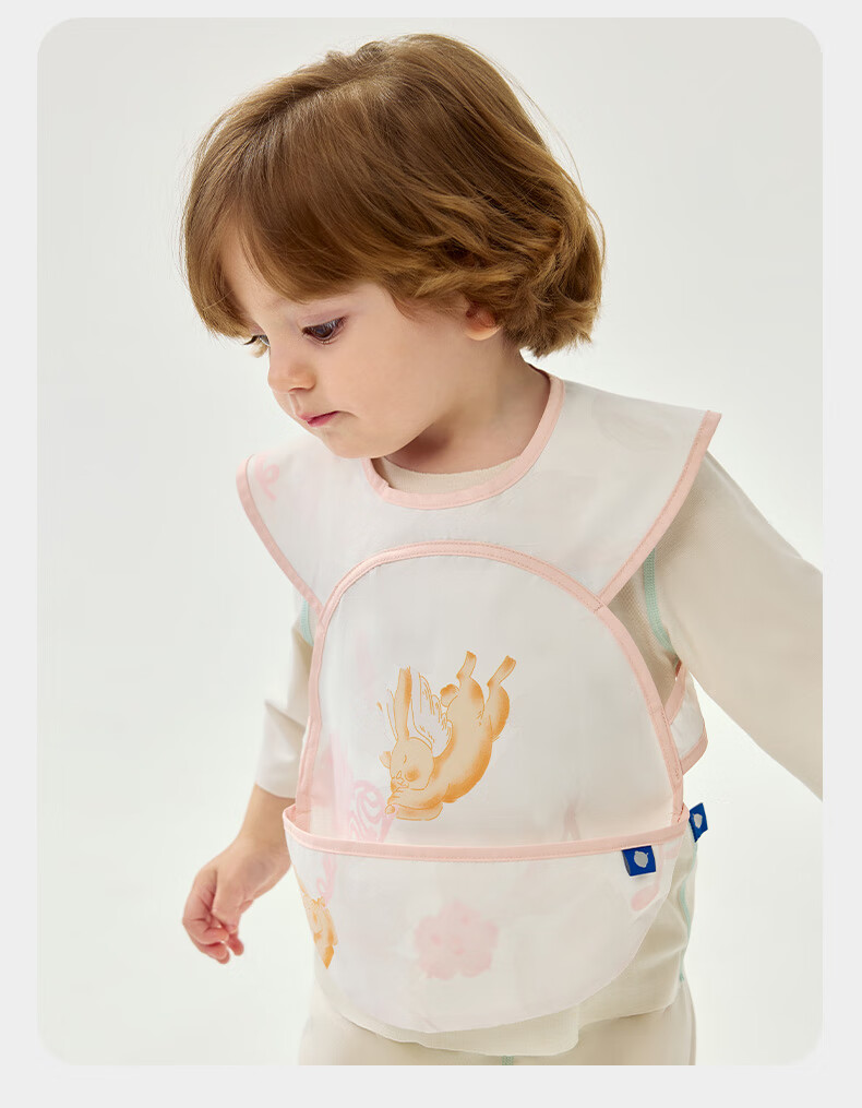 Babycare Baby Feeding Bib Toddler Smock Infant Anti-Dirt Apron with Back Cover Food-Grade Round Note Pattern Size 90 16