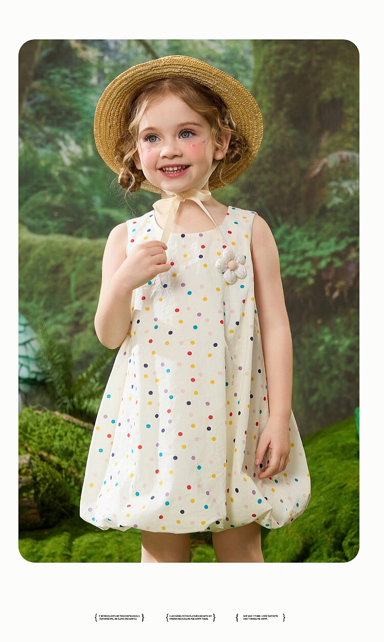 ASK JUNIOR Summer Vacation Girls' Dress, Breathable Pure Cotton Puff Skirt, Children's Beach Dress, Princess Dress 6